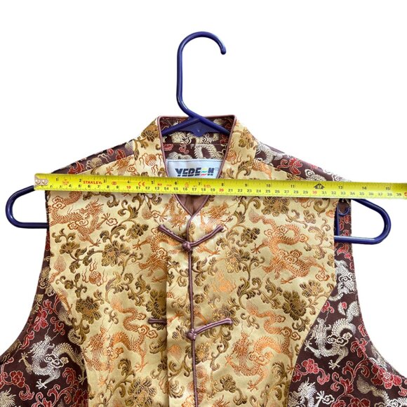 Beautiful (YERE H) Asian Style Dragon Floral Gold and Orange Corset Vest - Picture 11 of 16